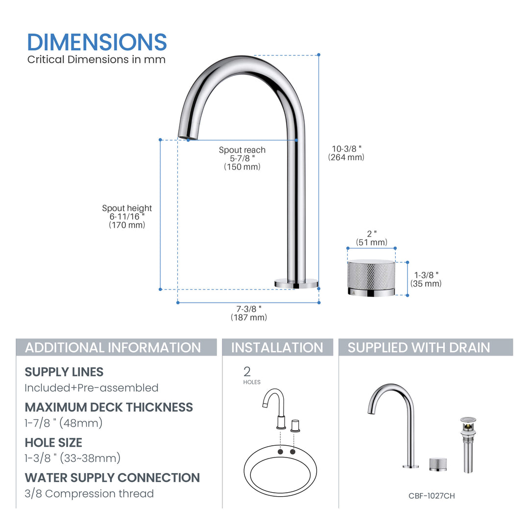 Verona Single-Handle 2-Hole Bathroom Faucet with Drain Assembly