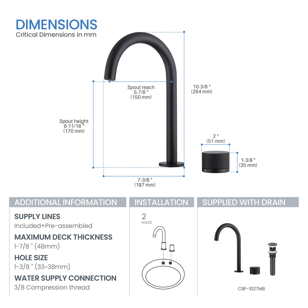 Verona Single-Handle 2-Hole Bathroom Faucet with Drain Assembly