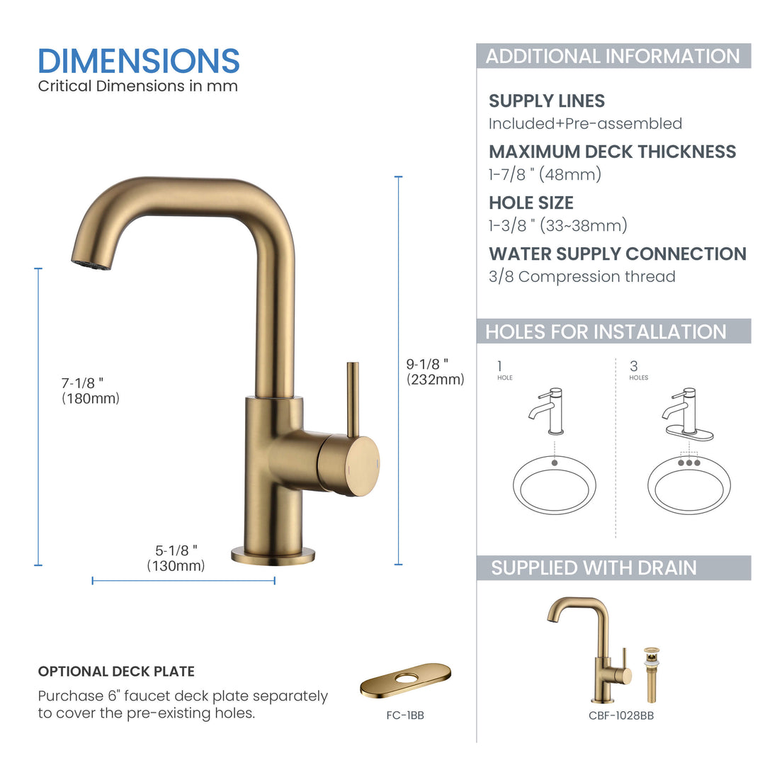 Tampa Single-Handle Single-Hole High-Arc Bathroom Faucet