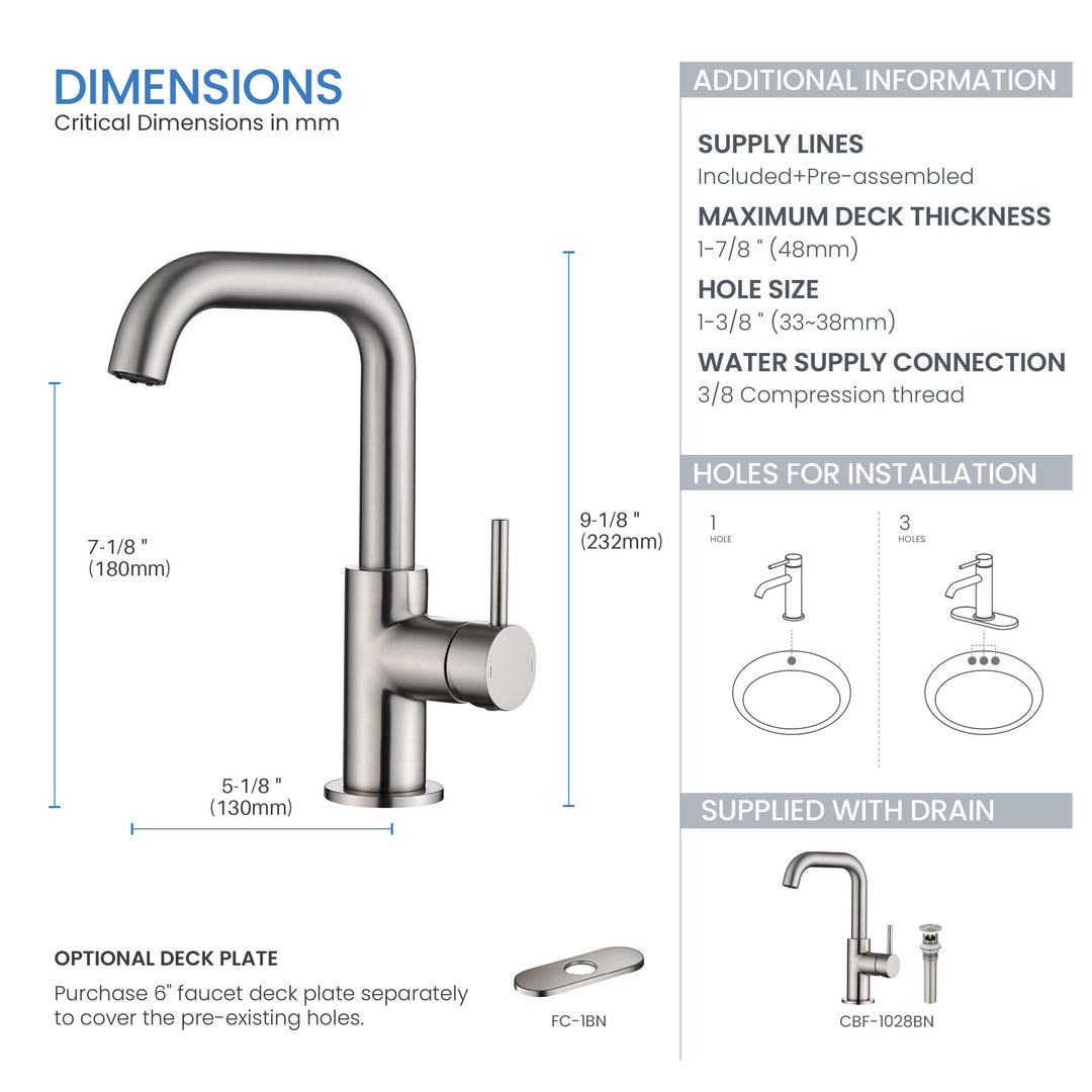 Tampa Single-Handle Single-Hole High-Arc Bathroom Faucet