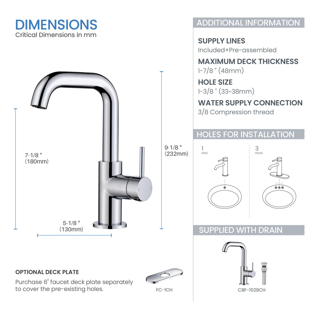 Tampa Single-Handle Single-Hole High-Arc Bathroom Faucet