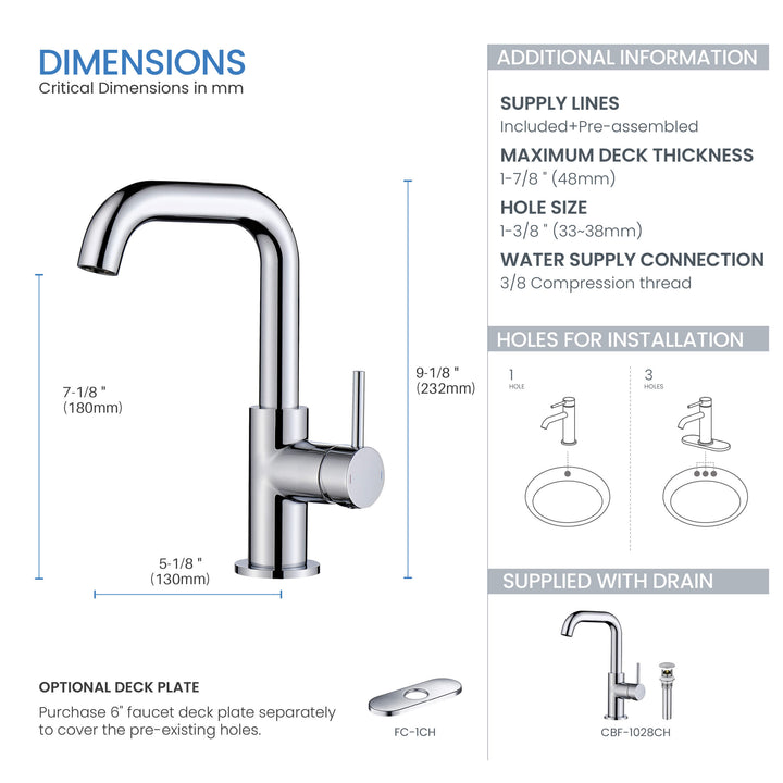 Tampa Single-Handle Single-Hole High-Arc Bathroom Faucet