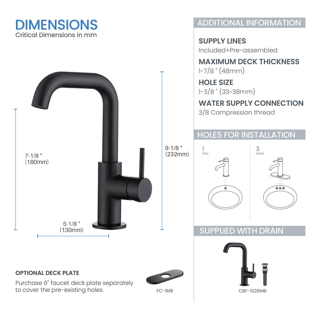 Tampa Single-Handle Single-Hole High-Arc Bathroom Faucet
