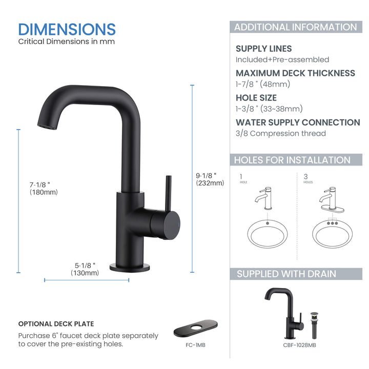 Tampa Single-Handle Single-Hole High-Arc Bathroom Faucet