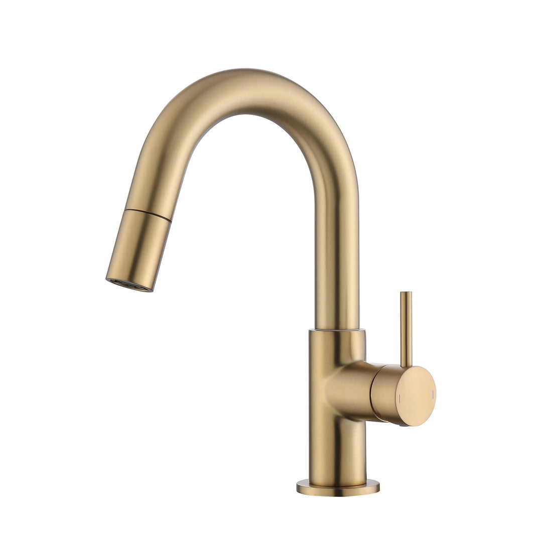 Halo Single-Handle Single-Hole High-Arc Pull-Down Sprayer Bathroom Faucet