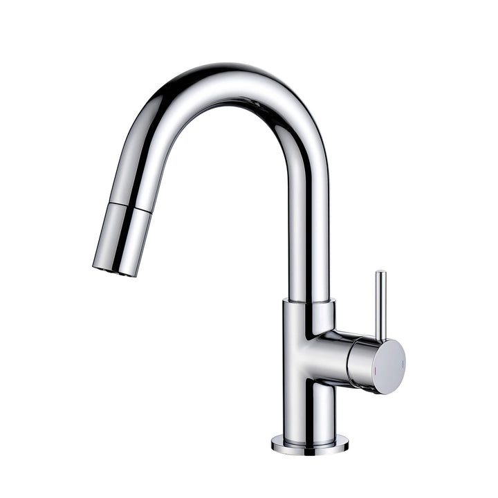 Halo Single-Handle Single-Hole High-Arc Pull-Down Sprayer Bathroom Faucet