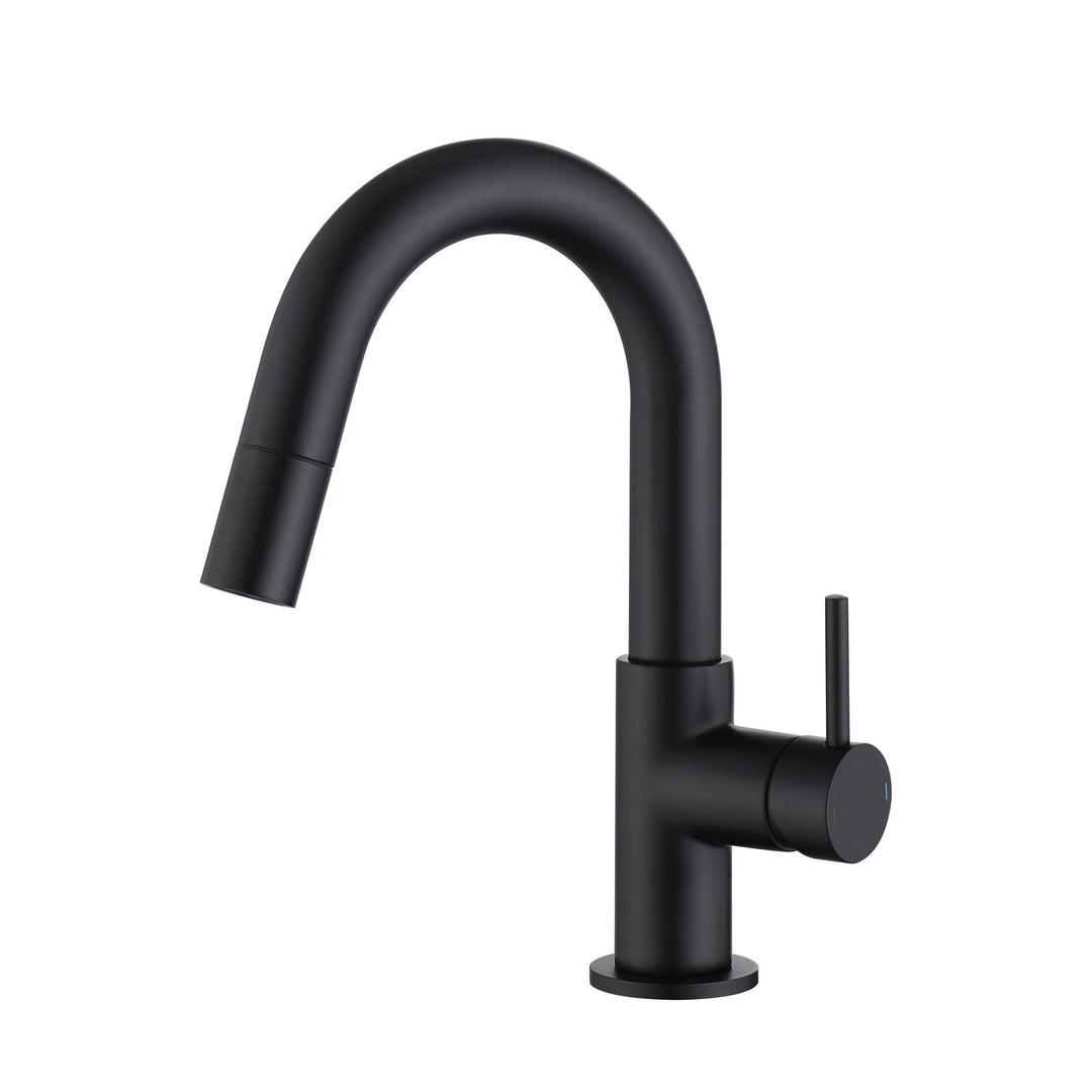 Halo Single-Handle Single-Hole High-Arc Pull-Down Sprayer Bathroom Faucet