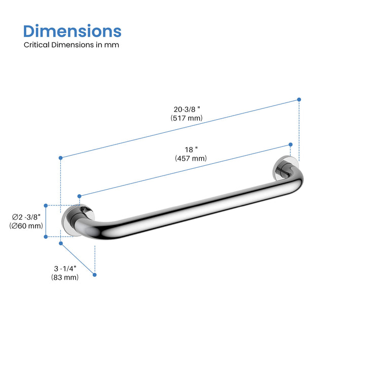 Halo 18" Stainless Steel Bathroom Safety Grab Bar