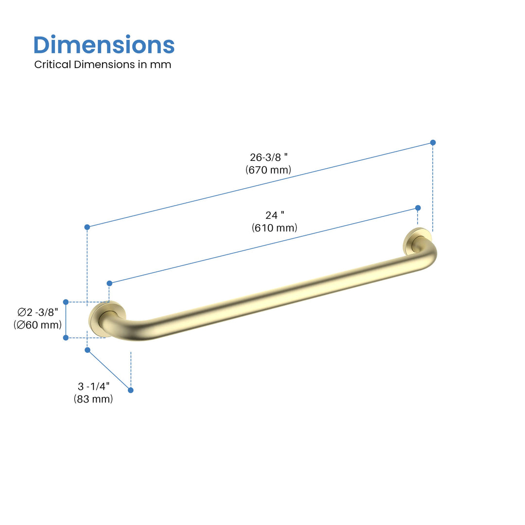 Halo 24" Stainless Steel Bathroom Safety Grab Bar