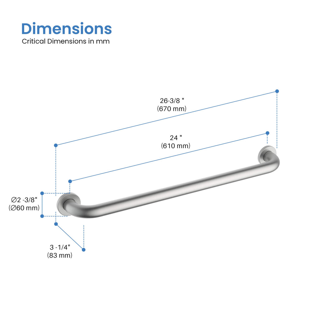 Halo 24" Stainless Steel Bathroom Safety Grab Bar