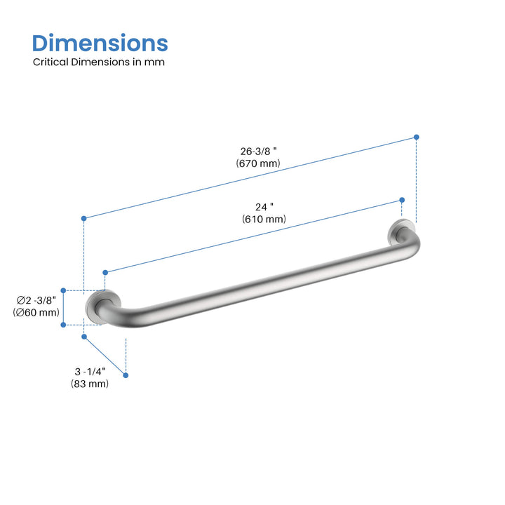 Halo 24" Stainless Steel Bathroom Safety Grab Bar