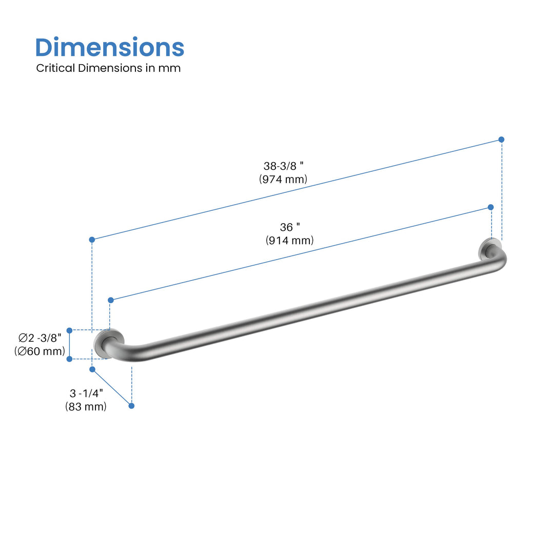 Halo 36" Stainless Steel Bathroom Safety Grab Bar