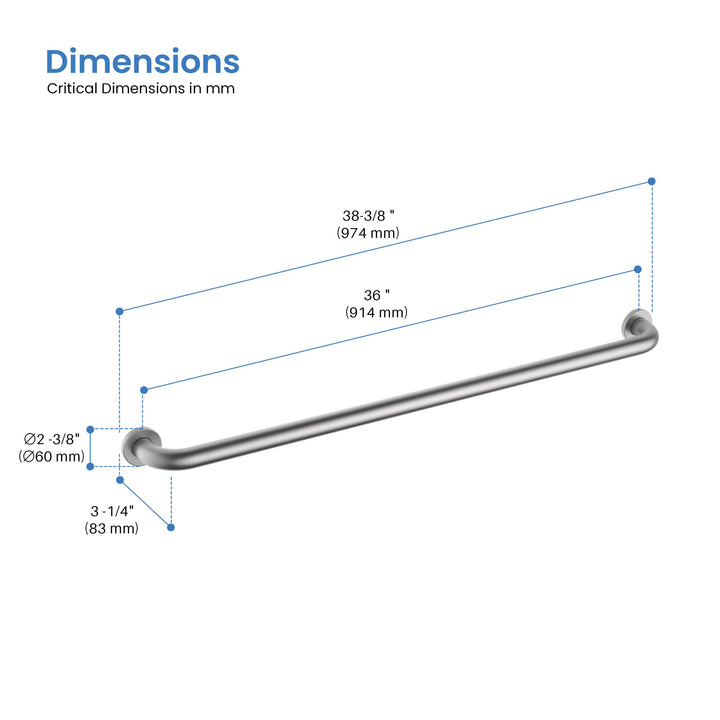 Halo 36" Stainless Steel Bathroom Safety Grab Bar