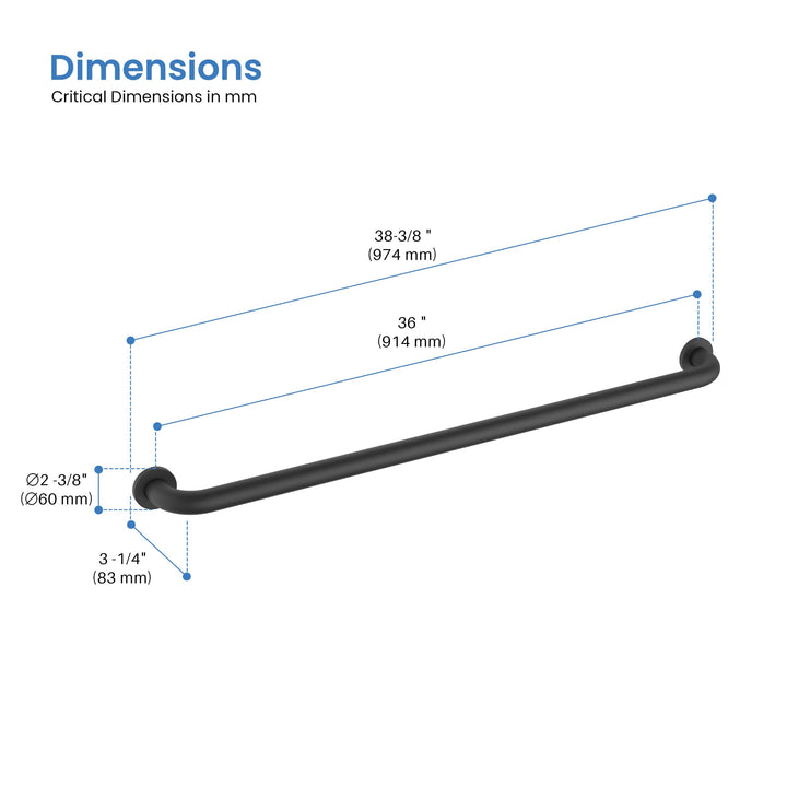 Halo 36" Stainless Steel Bathroom Safety Grab Bar