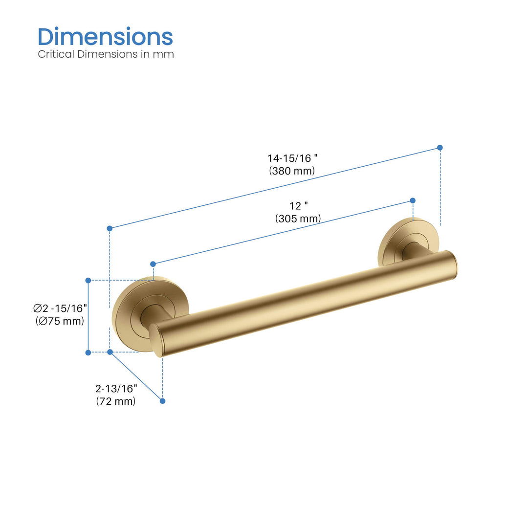 12" Stainless Steel Bathroom Safety Grab Bar