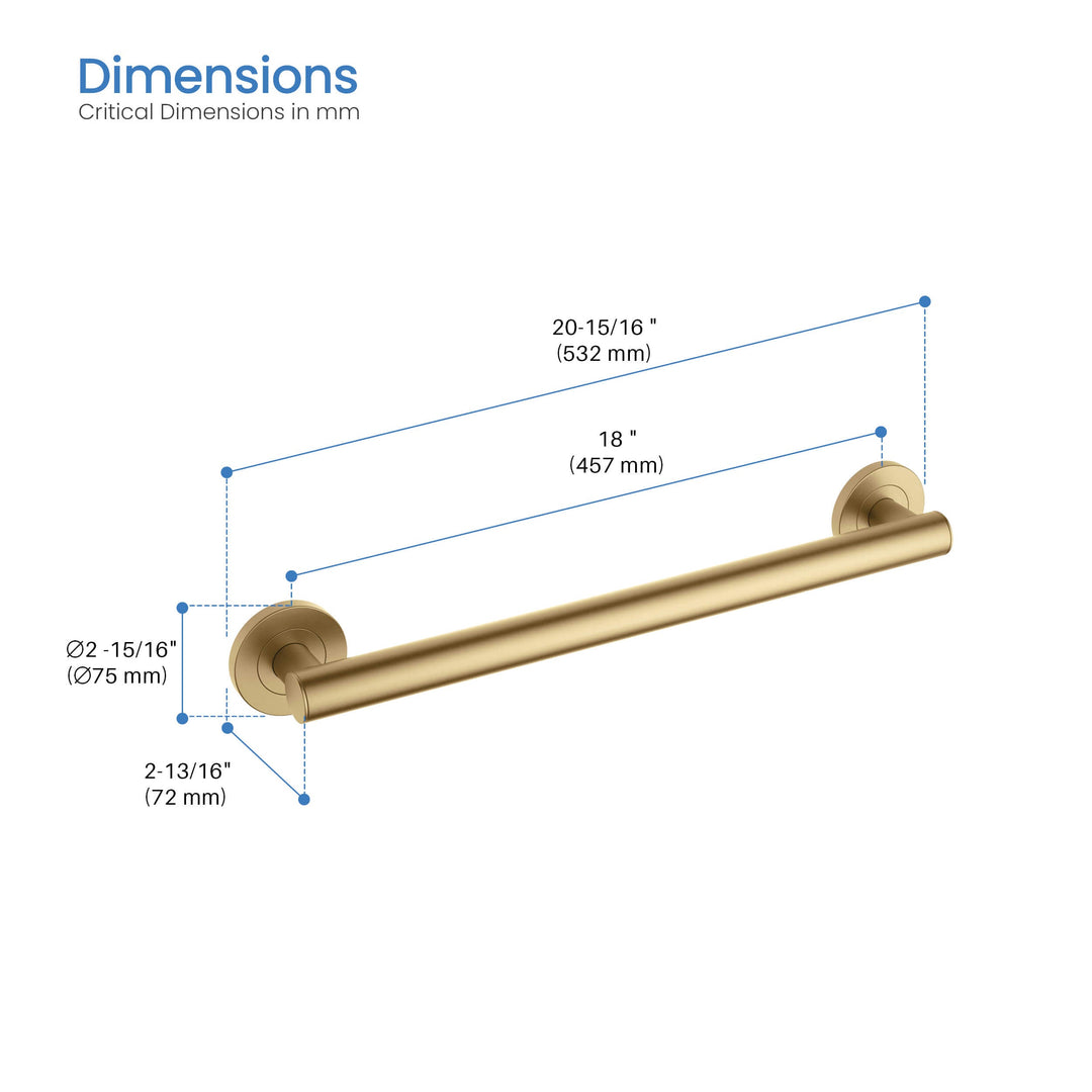 18" Stainless Steel Bathroom Safety Grab Bar
