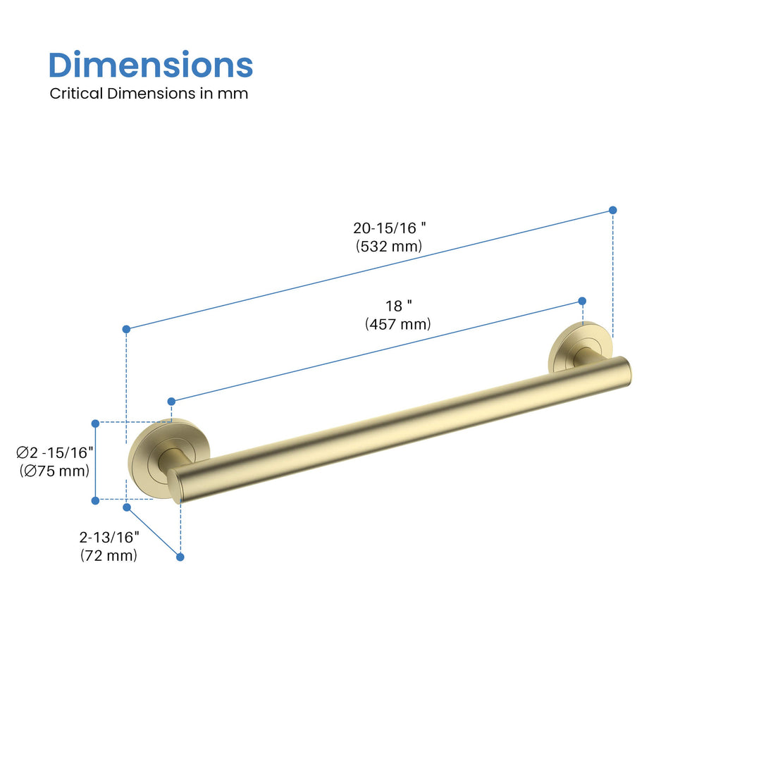 18" Stainless Steel Bathroom Safety Grab Bar