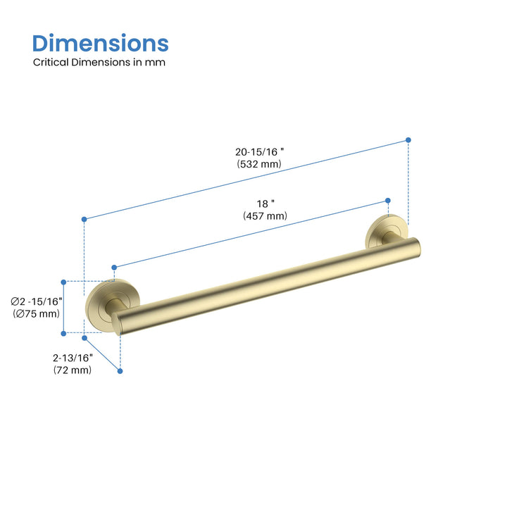18" Stainless Steel Bathroom Safety Grab Bar