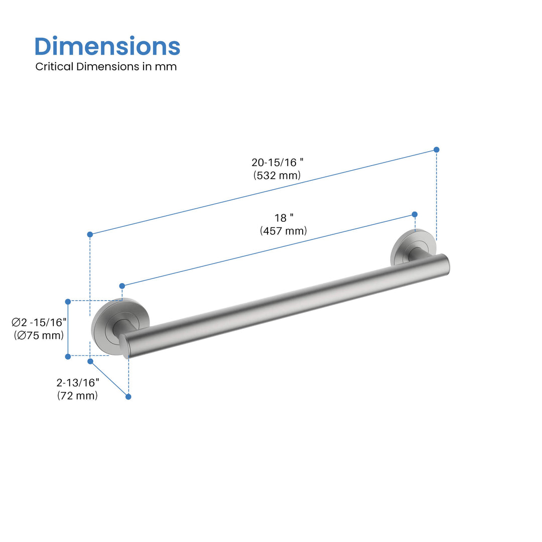 18" Stainless Steel Bathroom Safety Grab Bar