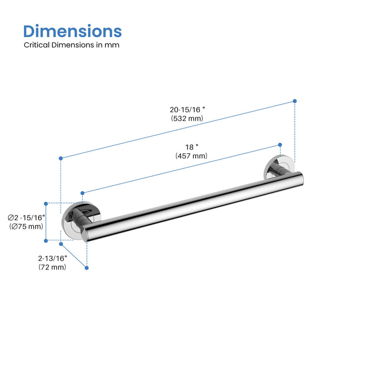 18" Stainless Steel Bathroom Safety Grab Bar