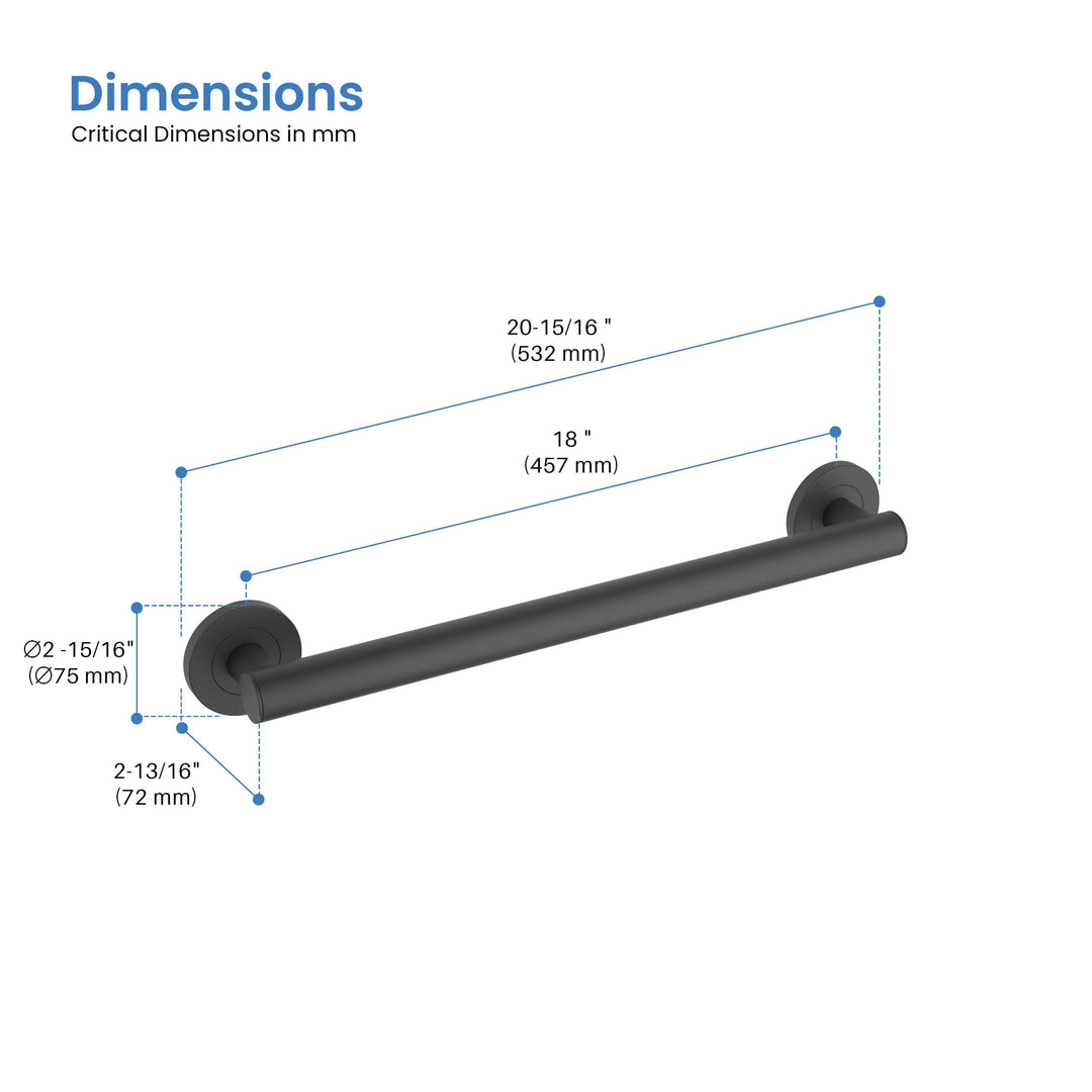 18" Stainless Steel Bathroom Safety Grab Bar
