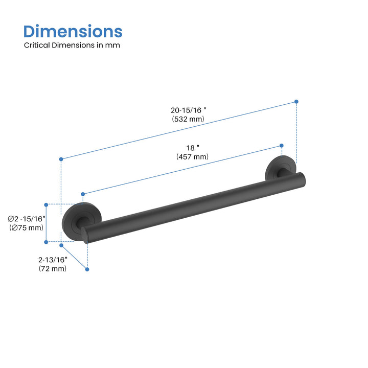 18" Stainless Steel Bathroom Safety Grab Bar