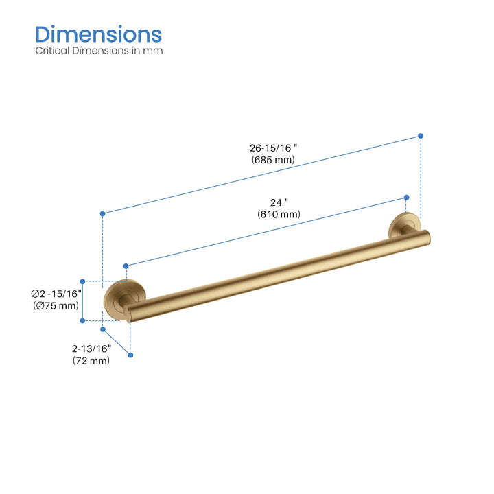 24" Stainless Steel Bathroom Safety Grab Bar