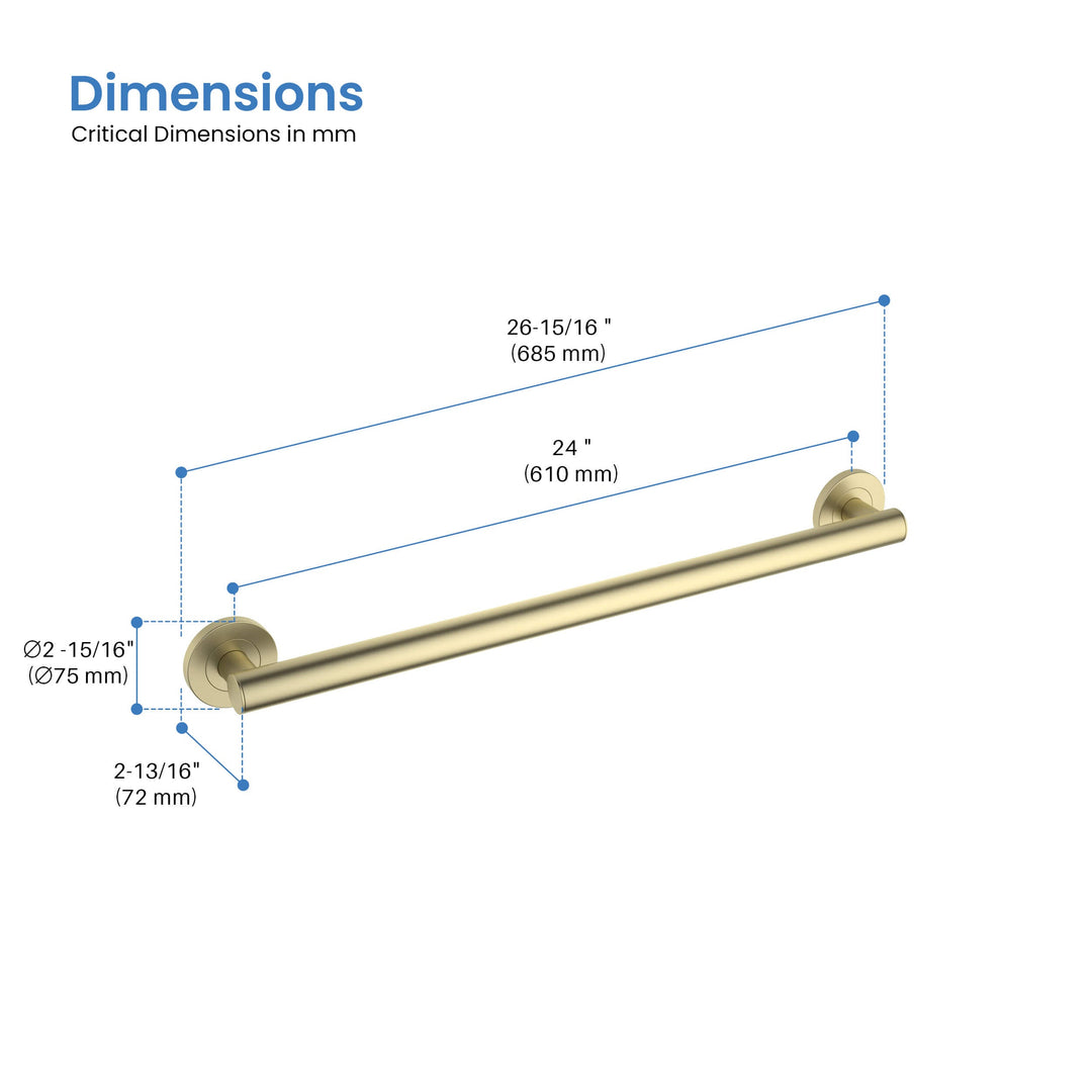 24" Stainless Steel Bathroom Safety Grab Bar