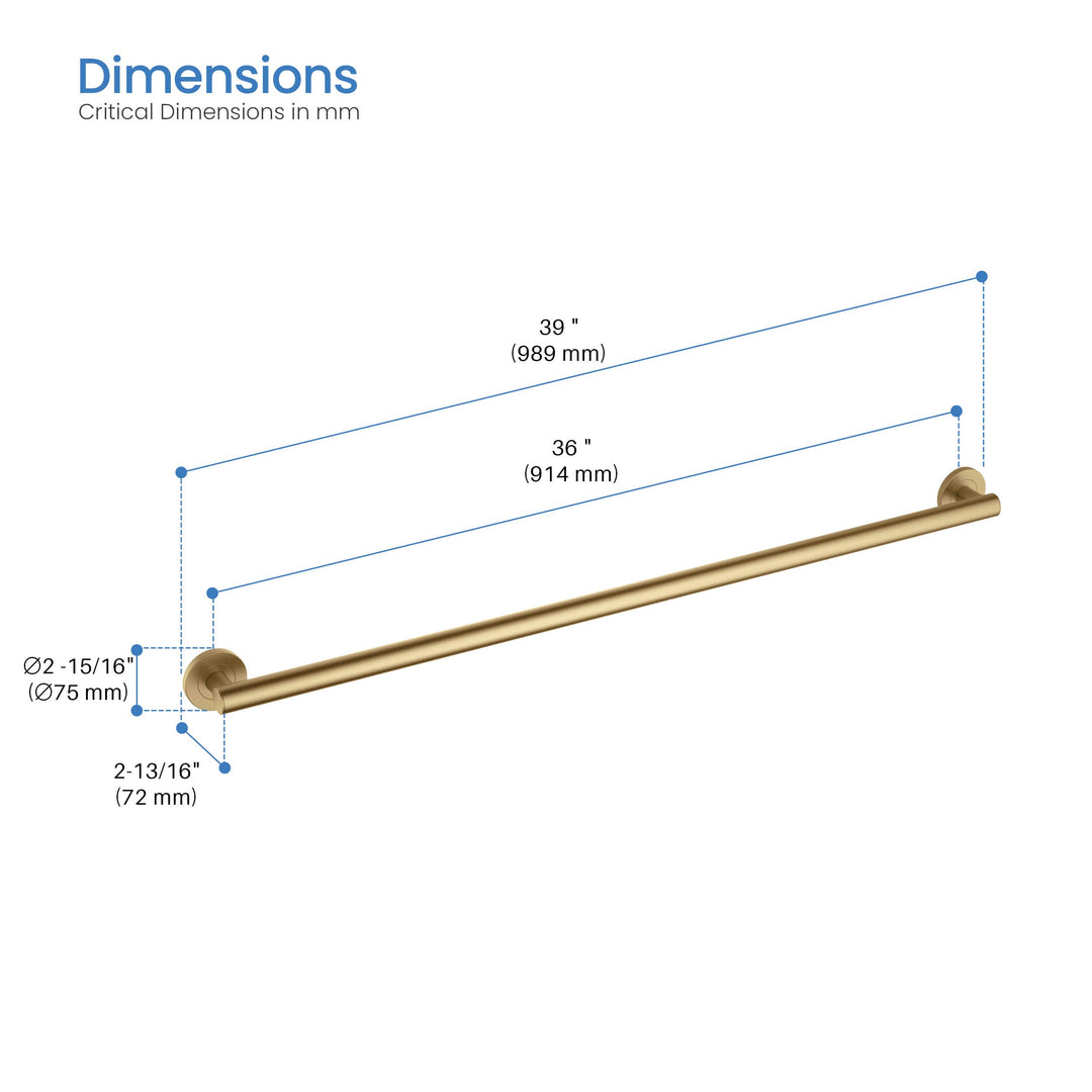36" Stainless Steel Bathroom Safety Grab Bar