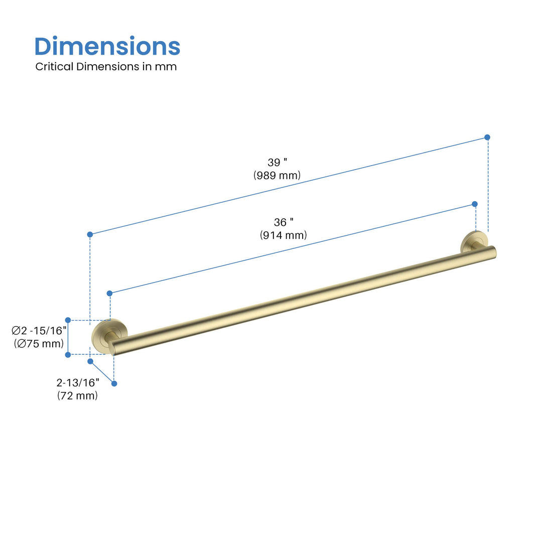 36" Stainless Steel Bathroom Safety Grab Bar