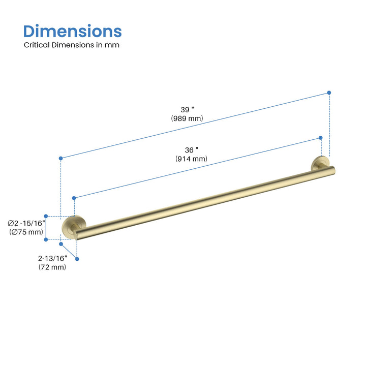 36" Stainless Steel Bathroom Safety Grab Bar