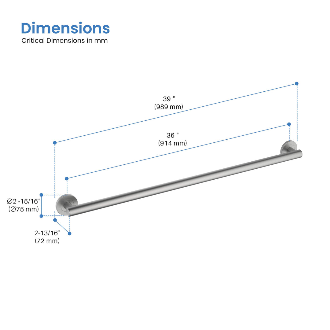 36" Stainless Steel Bathroom Safety Grab Bar