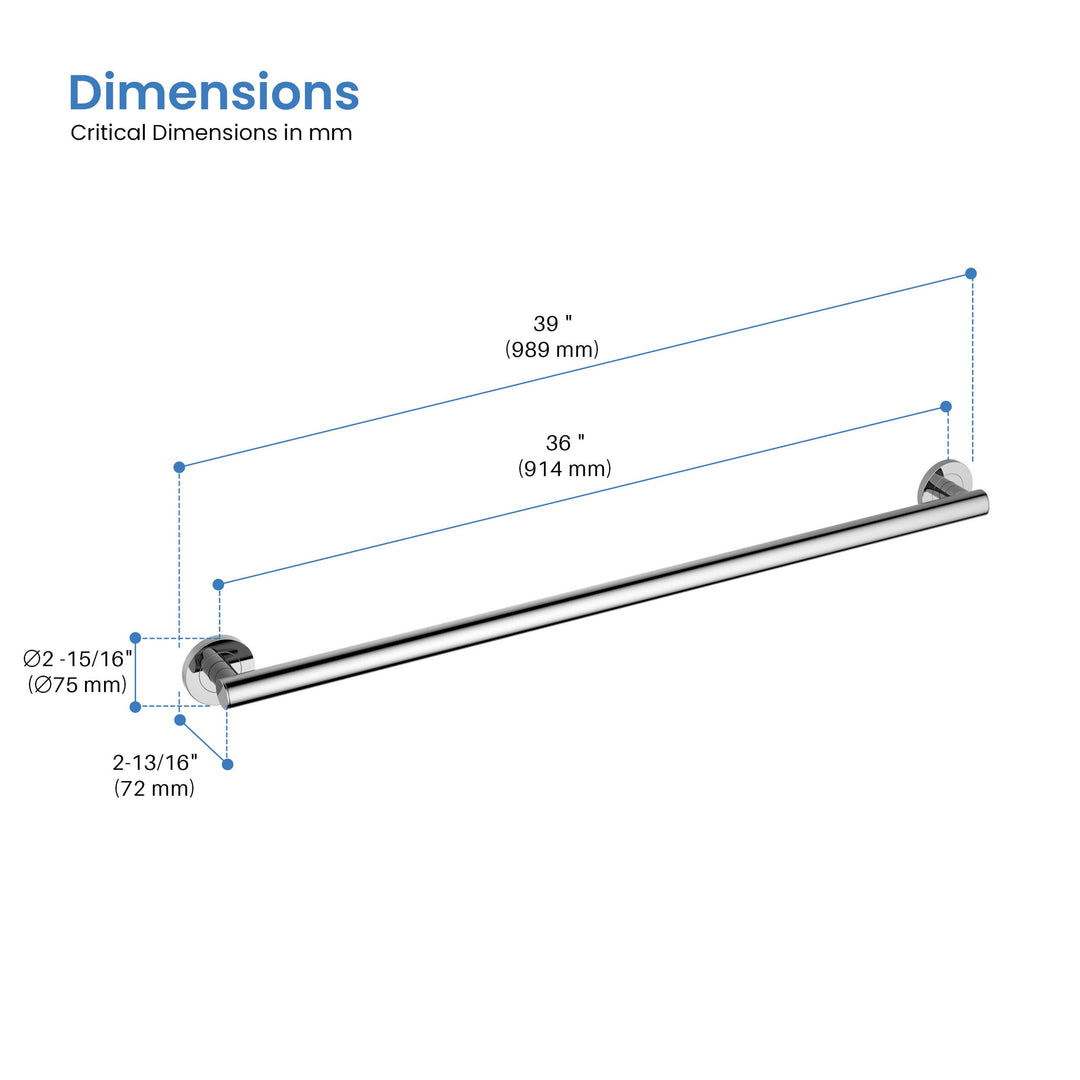 36" Stainless Steel Bathroom Safety Grab Bar