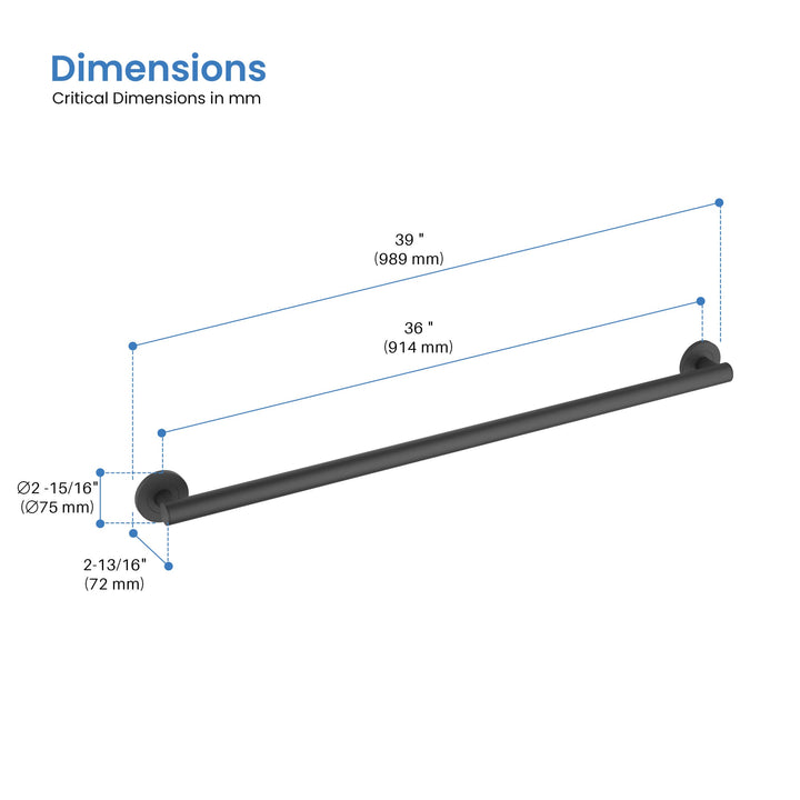 36" Stainless Steel Bathroom Safety Grab Bar