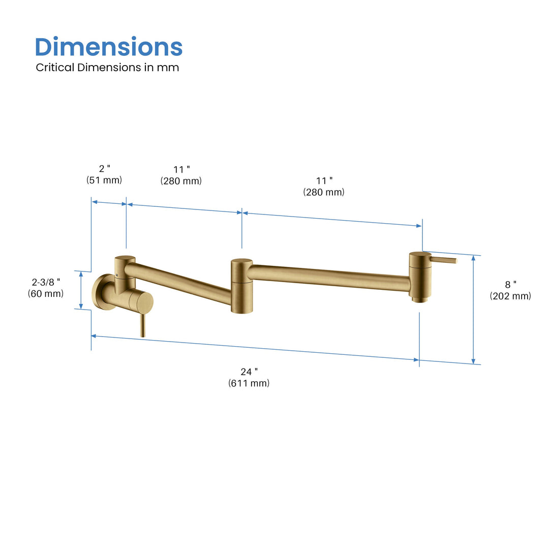 Halo Solid Brass Kitchen Pot Filler