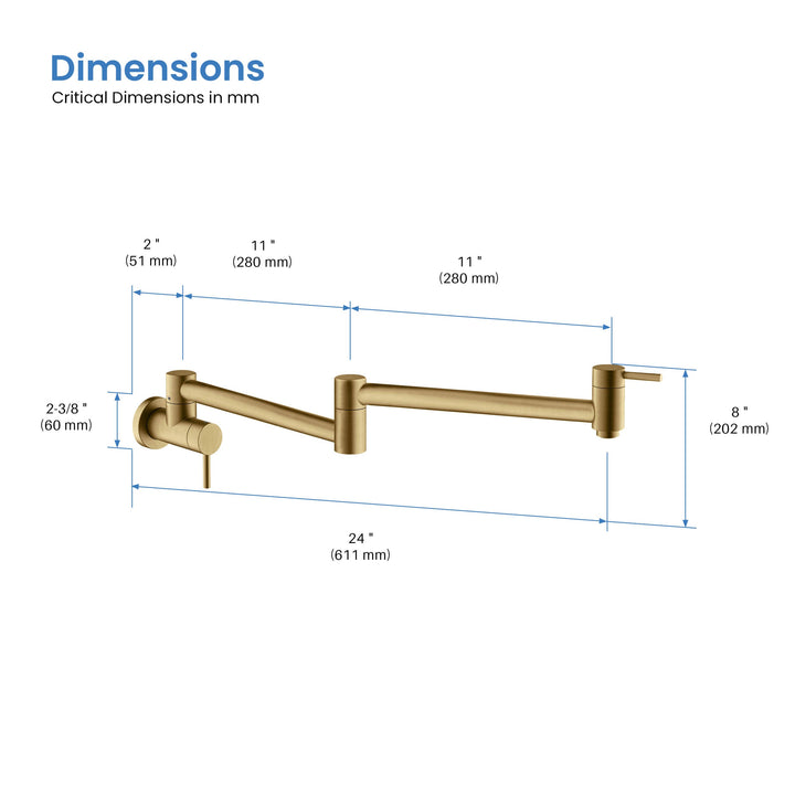 Halo Solid Brass Kitchen Pot Filler