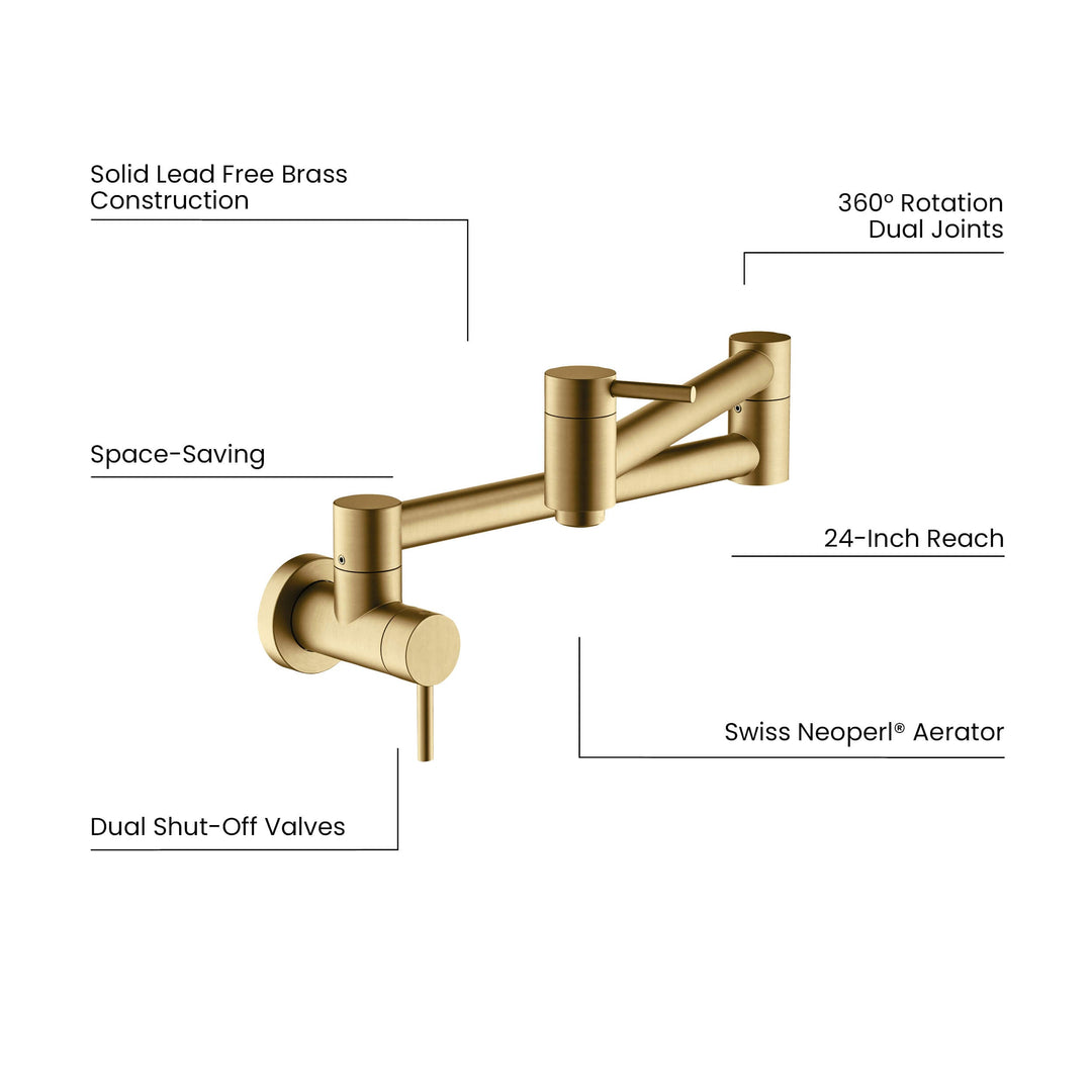 Halo Solid Brass Kitchen Pot Filler