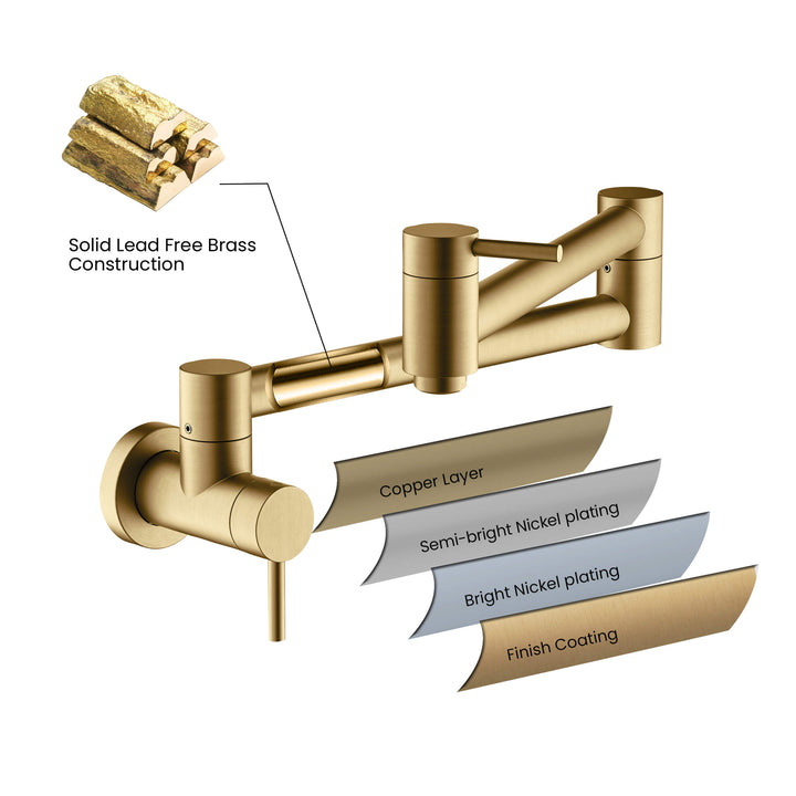 Halo Solid Brass Kitchen Pot Filler