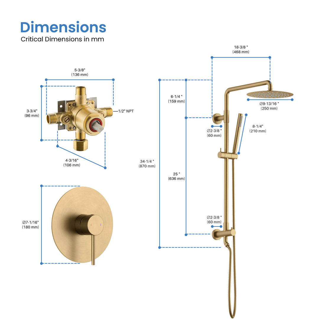 Halo Pressure-Balanced 2-Function Wall-Mount Shower Column with Rough-In Valve