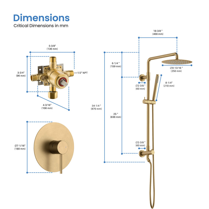 Halo Pressure-Balanced 2-Function Wall-Mount Shower Column with Rough-In Valve