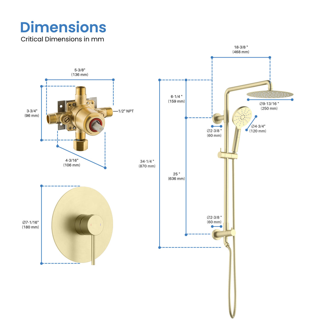 Halo Pressure-Balanced 2-Function Wall-Mount Shower Column with Rough-In Valve