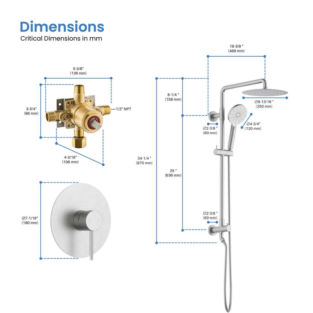 Halo Pressure-Balanced 2-Function Wall-Mount Shower Column with Rough-In Valve