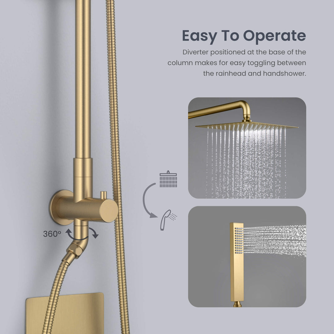 Quadra Pressure-Balanced 2-Function Wall Mount Shower Column with Rough-In Valve