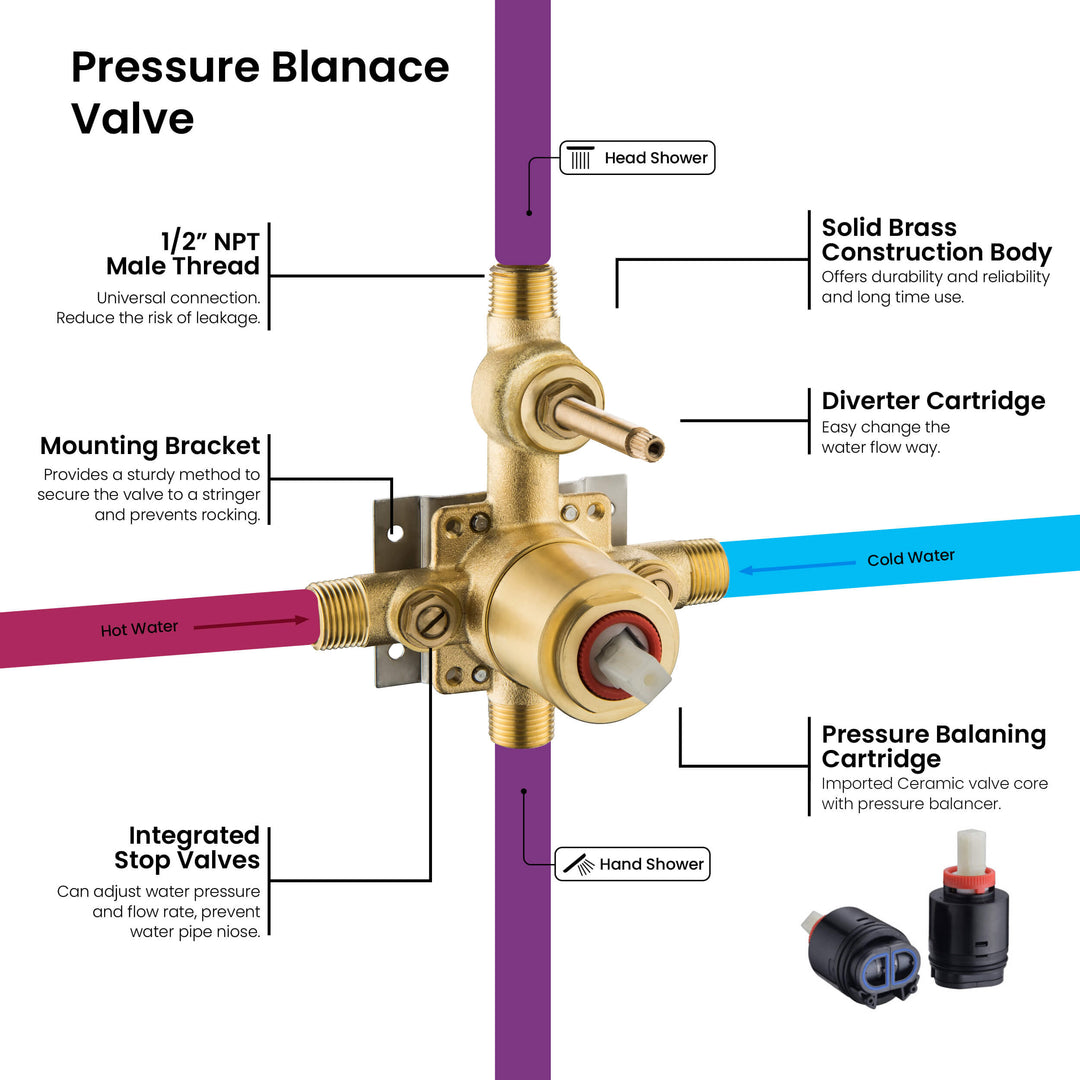 Quadra Pressure-Balanced Wall Mount Shower System