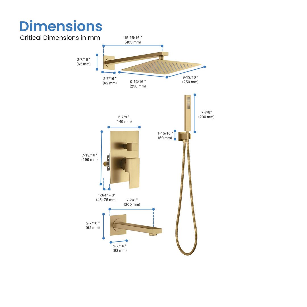 Quadra Pressure-Balanced Wall Mount Shower System