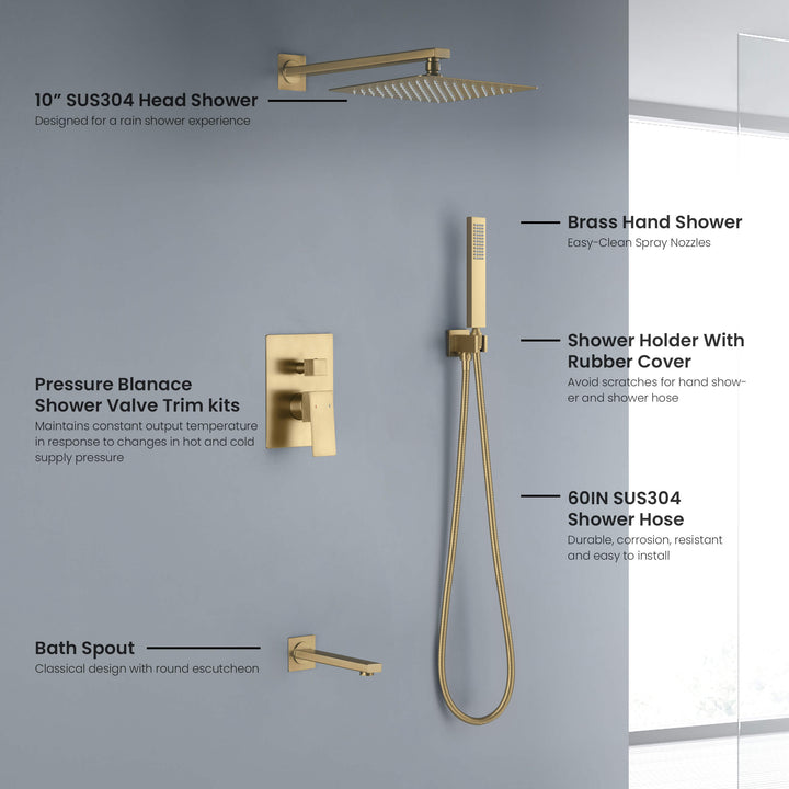 Quadra Pressure-Balanced Wall Mount Shower System