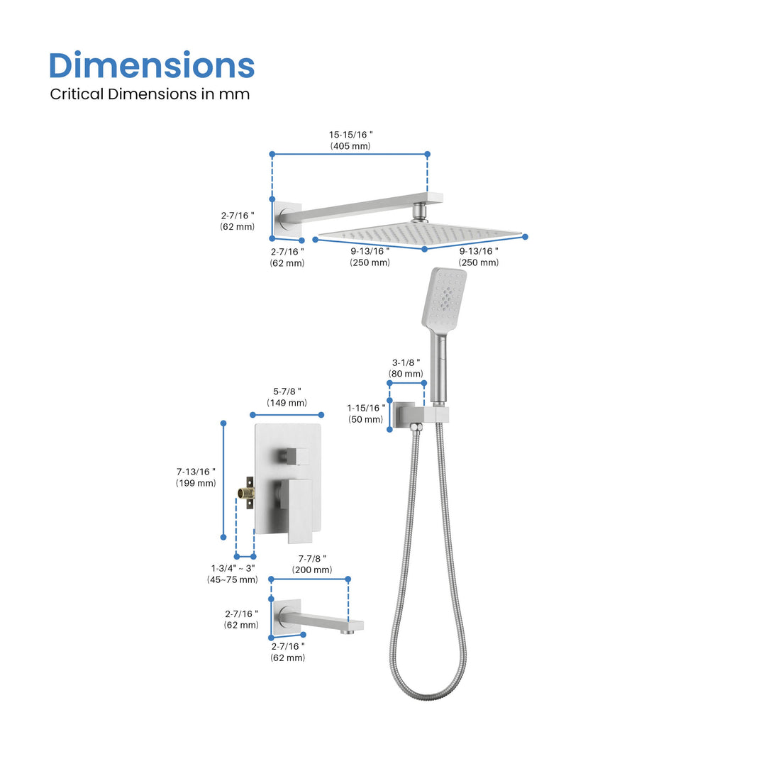 Quadra Pressure-Balanced Wall Mount Shower System