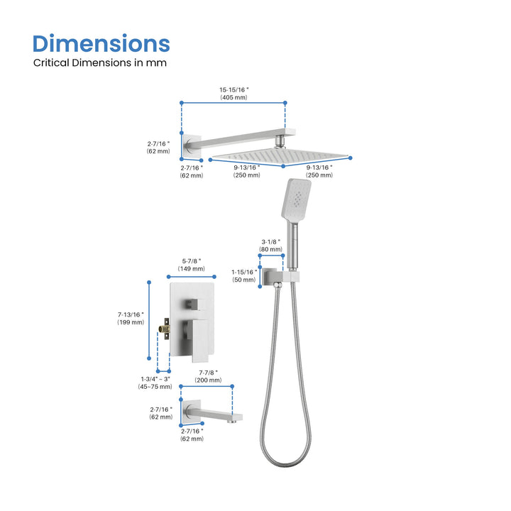 Quadra Pressure-Balanced Wall Mount Shower System