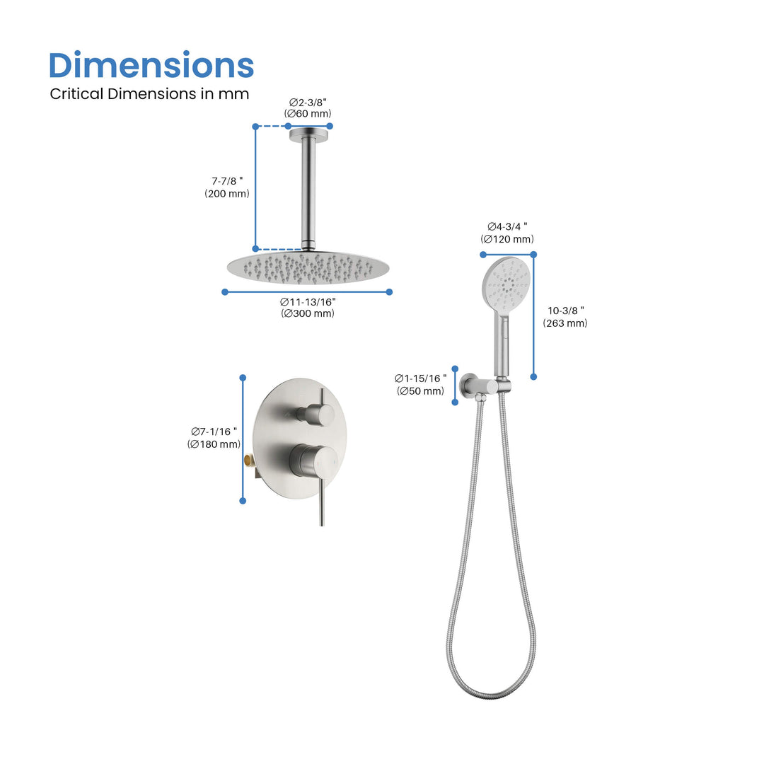Halo Pressure-Balanced 2-Function Ceiling-Mount Shower System with Rough-In Valve