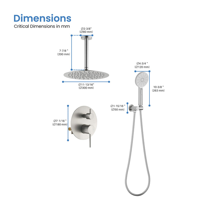 Halo Pressure-Balanced 2-Function Ceiling-Mount Shower System with Rough-In Valve